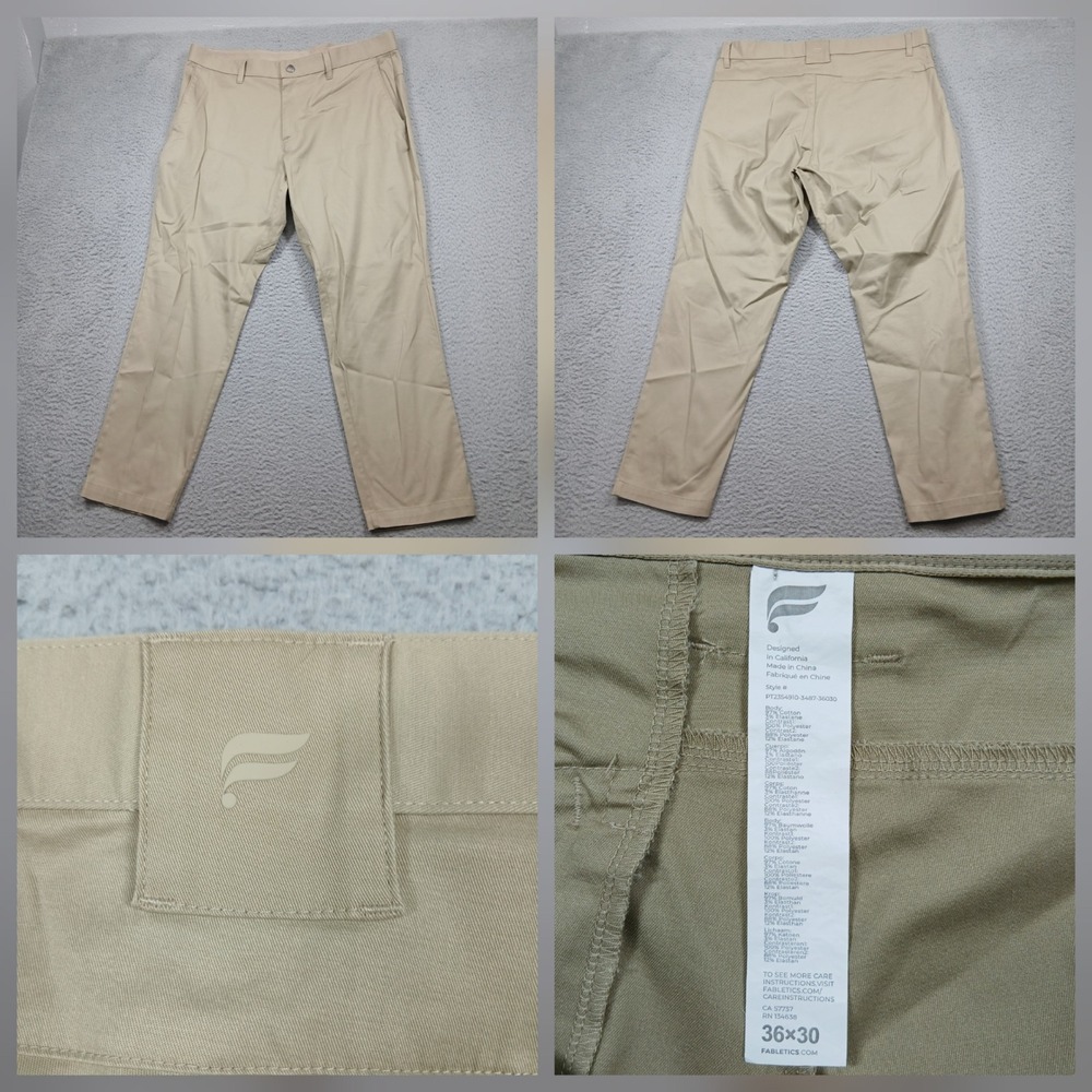 Fabletics Pants Mens 36x30 Khaki Tan‎ Stretch Performance Casual
